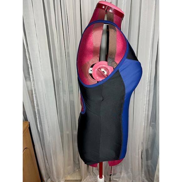 Speedo one piece swimsuit color blocked black blue x back - Picture 6 of 10